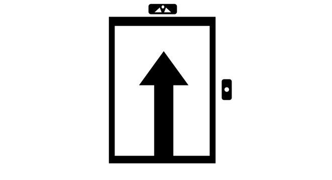 Black and white up arrow sign.