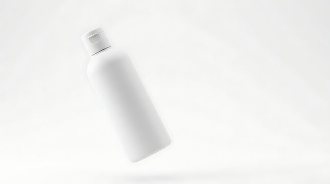 Isolated matte white flip cap plastic bottle mockup for skincare cosmetic packaging design branding and product display