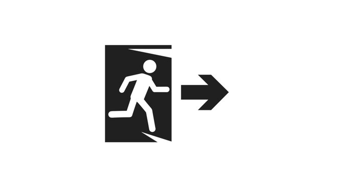 Emergency exit sign with person.