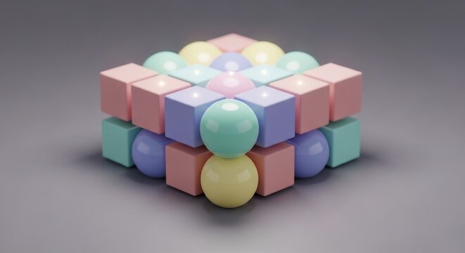 Abstract geometric cube composition