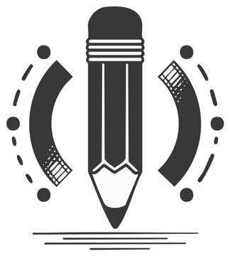 Creative Process Icon with Pencil and Digital Film Elements for Storytelling and Art