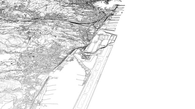 3D looped animation of city - Genoa Italy