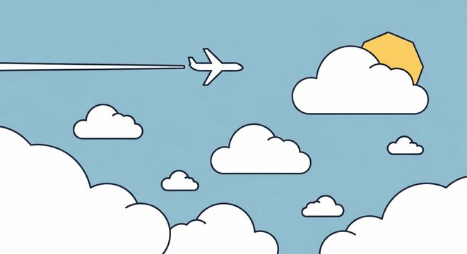 Airplane flying through clouds
