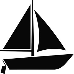 Sailboat icon, black sailboat, vector boat, nautical symbol, sailing vessel © Rifat