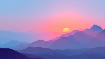 Obraz premium Pastel sunset over misty mountains