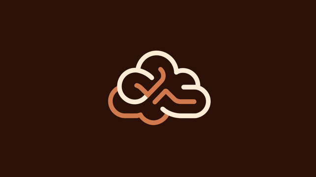 Abstract interlocking cloud symbol logo on dark brown.