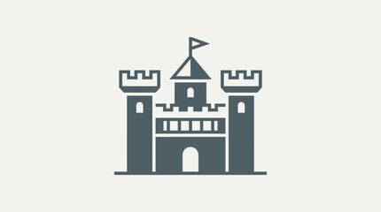 Fototapeta premium Minimalist vector illustration of a medieval castle fortress icon.