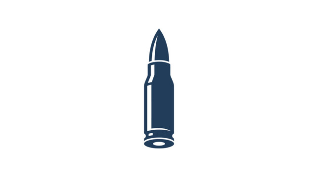 Minimalist vector illustration of a single rifle bullet icon on a white background.