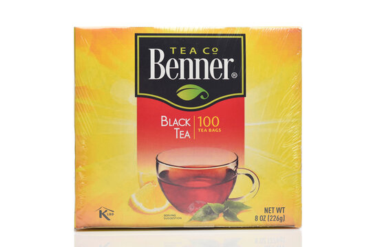 IRVINE, CALIFORNIA - 21 MAY 2026: A box of Benner Tea Co. Black Tea Bags.