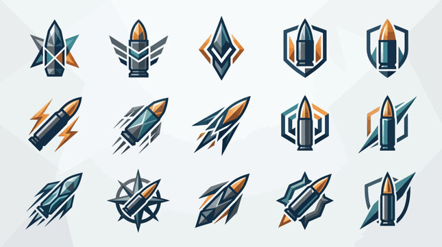 Set of bullet and ammunition logo icons.