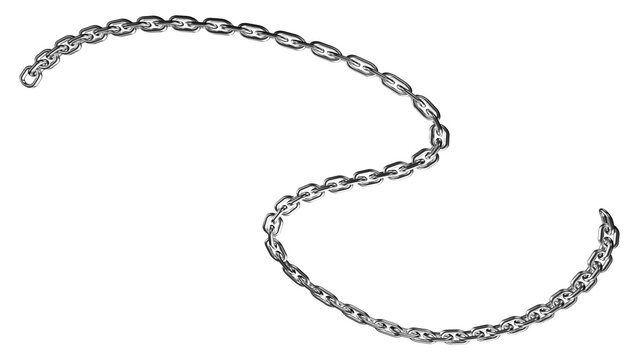 Complex s shaped metal chain arrangement displayed on clear transparent background for versatile usage needs.