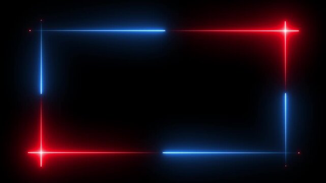 Animation of glowing neon rectangles abstract background. abstract glowing blue neon rectangle border frame. tow ton rectangle picture frame .4k