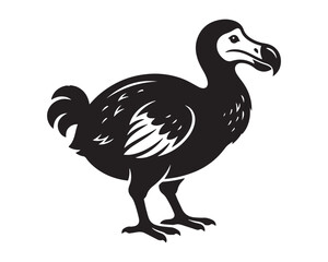 Fototapeta premium Vintage dodo bird vector illustration, black and white extinct animal mascot, retro woodcut style dodo bird icon for nature and history branding