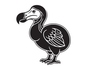 Fototapeta premium Vintage dodo bird vector illustration, black and white extinct animal mascot, stylized flightless bird icon for branding and educational design