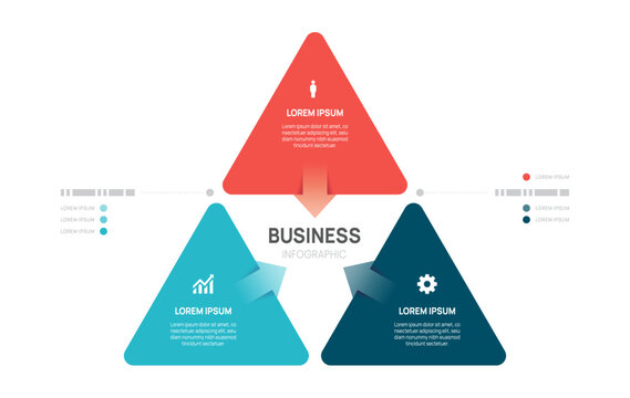 Infographic Venn diagram chart template for business 3 circle triangle step options, presentation with venn diagram elements vector illustration.