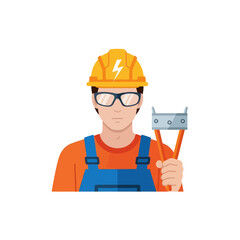 Fototapeta premium Electrician wearing safety gear.