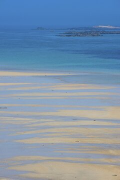 Turquoise water and sandy beach, Shell beach, Herm, Guernsey, Channel Islands, United Kingdom