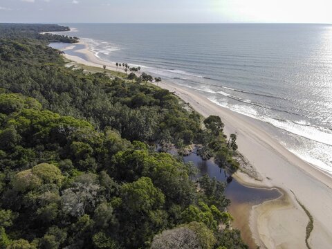 Beach in Loango National Park, Parc National de Loango, Atlantic Ocean, aerial view, Ogoou&eacute;-Maritime Province, Gabon