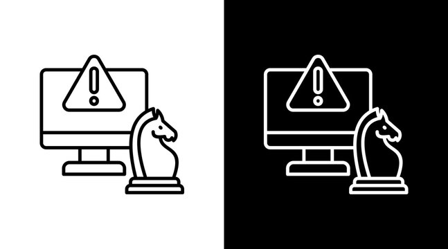 Trojan Horse Outline White Icon Set Design