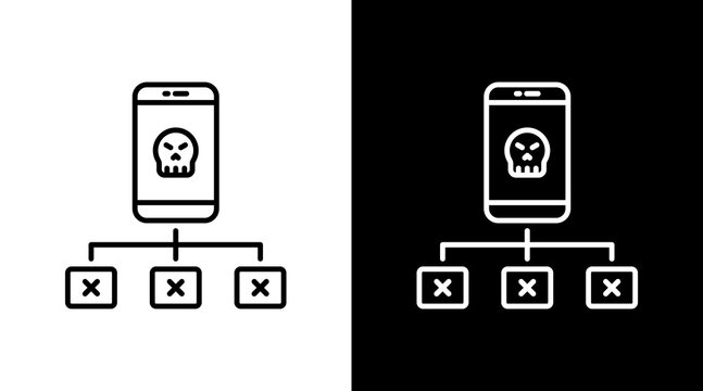 Botnet Outline White Icon Set Design