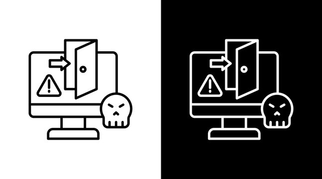 Backdoor Outline White Icon Set Design