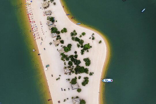 Long sandy beach in Alter do Chao along the amazon river, Para, Brazil