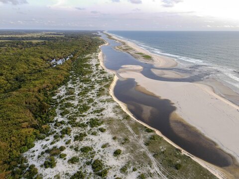 Beach in Loango National Park, Parc National de Loango, Atlantic Ocean, aerial view, Ogoou&eacute;-Maritime Province, Gabon
