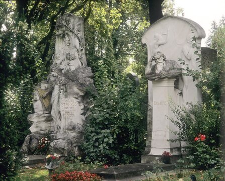 Graves of Strauss and Brahms - Central cementary - Vienna - Austria