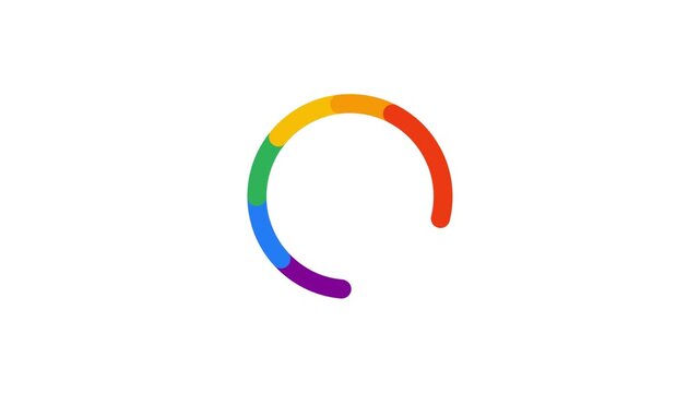 Colorful Circular Loading Spinner with Rainbow Colors on White Background
