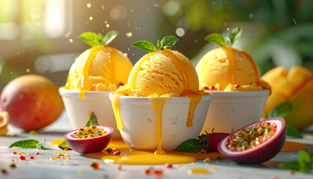Refreshing mango passion fruit dessert