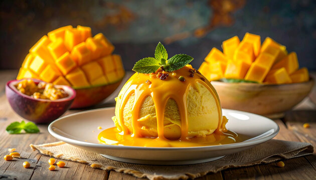 Tropical Mango Sorbet With Sauce