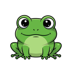 Fototapeta premium Cute cartoon frog illustration, green amphibian character, isolated on white background.