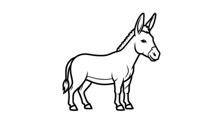 Fototapeta premium Donkey standing alone in profile view.