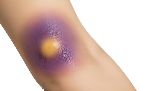 Bruise on human arm skin.