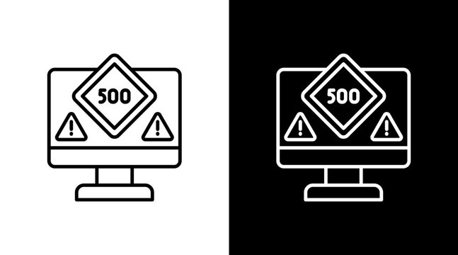 500 Server Error Outline White Icon Set Design