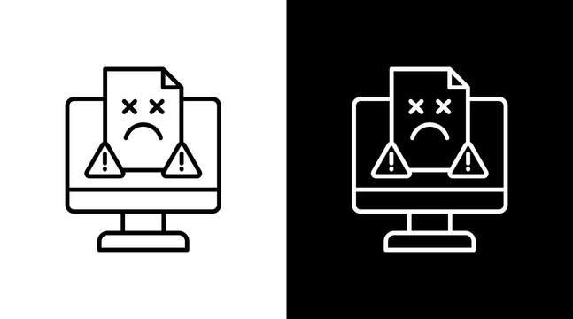 Desktop Error Outline White Icon Set Design