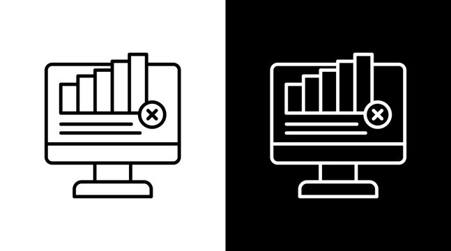 Network Error Outline White Icon Set Design