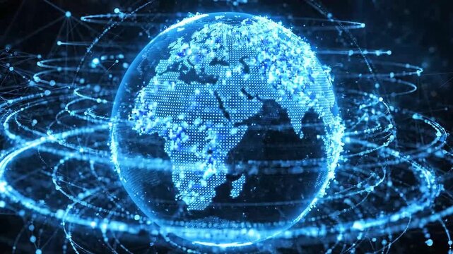 Digital globe representing global network connectivity and data communication