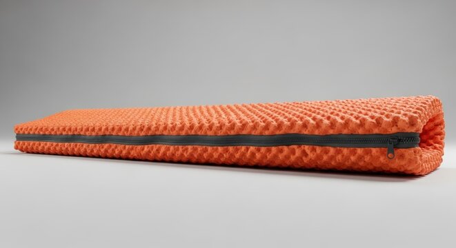 Vibrant orange coiled rope isolated background.