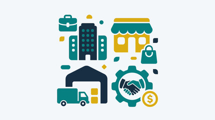 Naklejka premium Business icons and symbols collage.