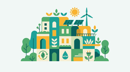 Naklejka premium Eco friendly house with green plants.