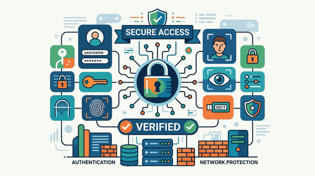 Digital Security and Protection Icons.