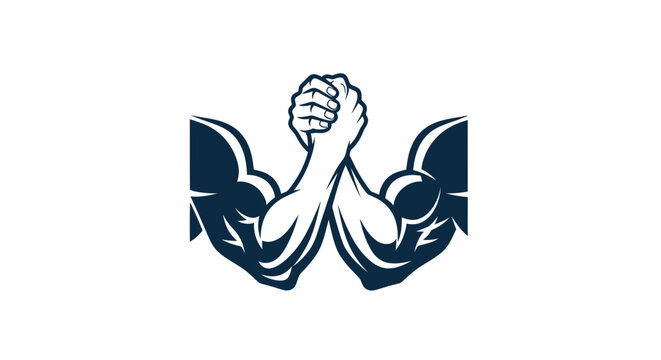 Arm Wrestling Match, Strong Arms Clasping Hands, Competition, Strength Contest