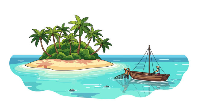 Brown wooden sailboat on calm waters.