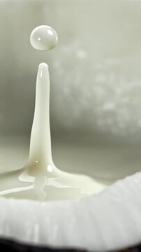 Super slow motion fresh topical coconuts . Filmed on a high-speed camera at 1000 fps. High quality FullHD footage