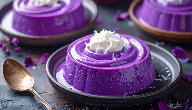 Purple Dessert With Whipped Cream