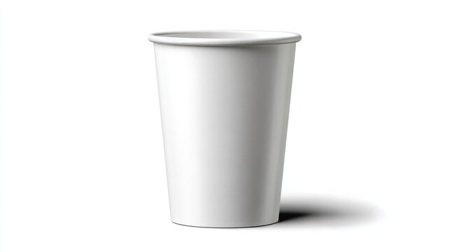 Plain white disposable container stands vertically against a bright background with soft shading.