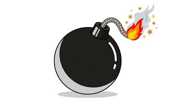bomb with burning fuse