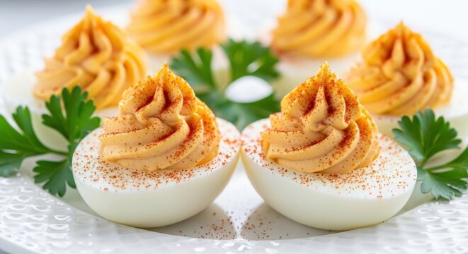 Delicious Deviled Eggs with Paprika Garnish, Perfectly Prepared for Appetizers and Parties