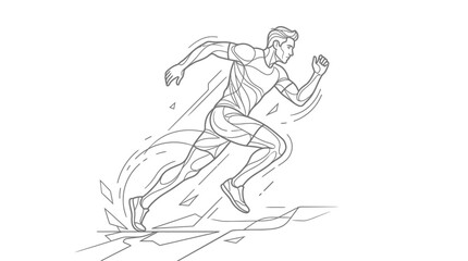 Obraz premium Minimalist line art of male athlete running with motion.
